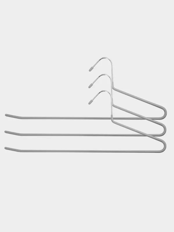 Hanger for trousers/skirts, 36 cm, 3 pcs, metal coated, gray, Colorful house, image-0