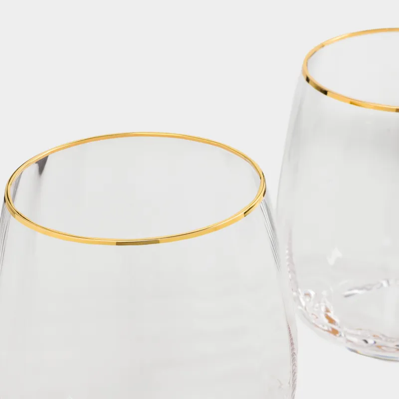 Glass, 10 cm, 450 ml, 2 pcs, glass R, with golden edging, Filo R gold, image-3