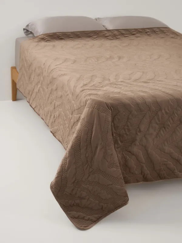 Bedspread, 220x240 cm, quilted, velvet/microfiber, brown, Stitch velvet, image-0