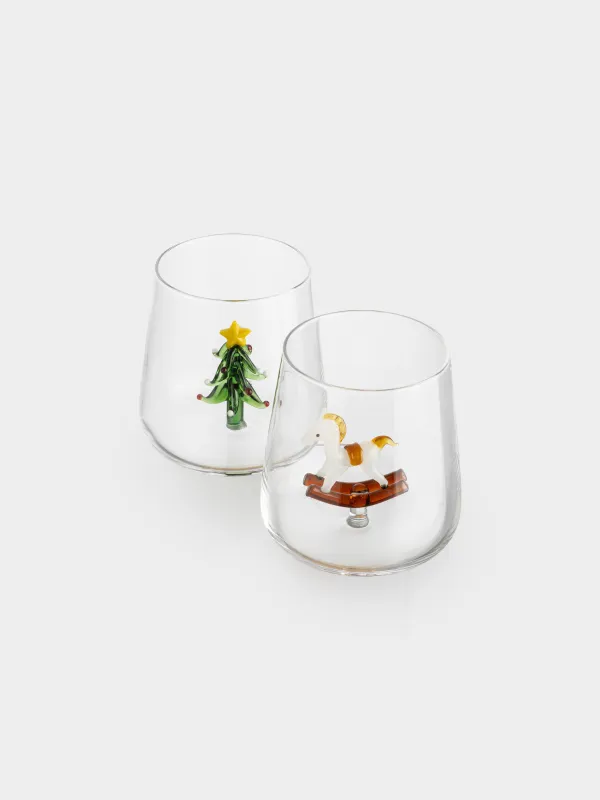 Glass, 10 cm, 400 ml, 2 pcs, glass B, Christmas Tree / House, Shape, image-2