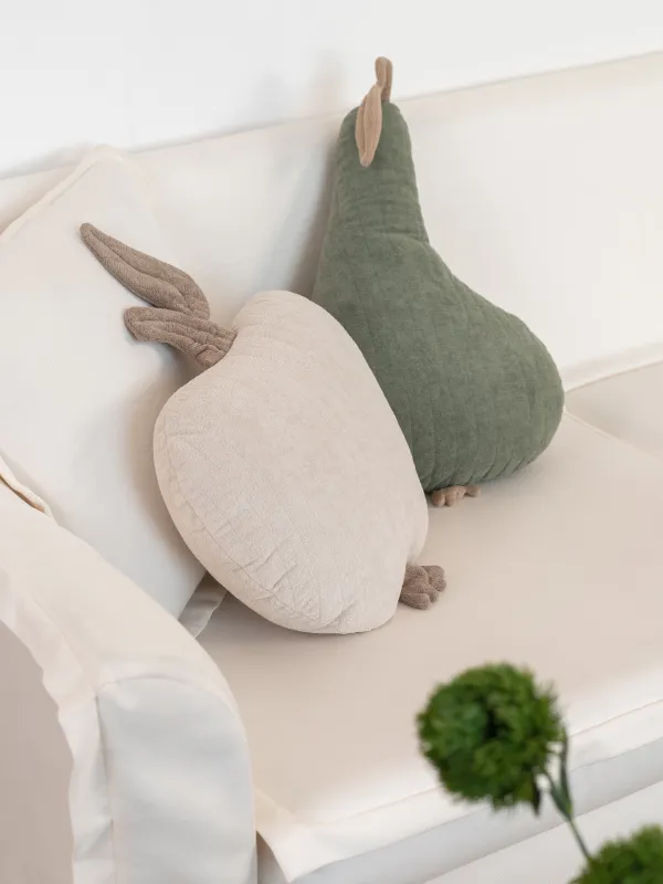 Decorative pillow, 33x60 cm, boucle, green, Pear, Boucle figure, image-1