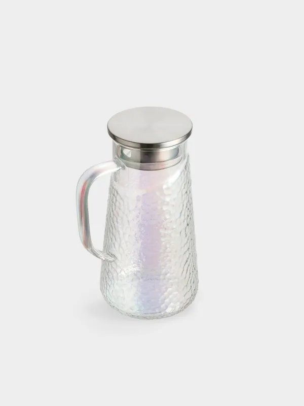 Pitcher, 1.2 l, with filter cap, used glass, mother-of-pearl, Ripply polar, image-1