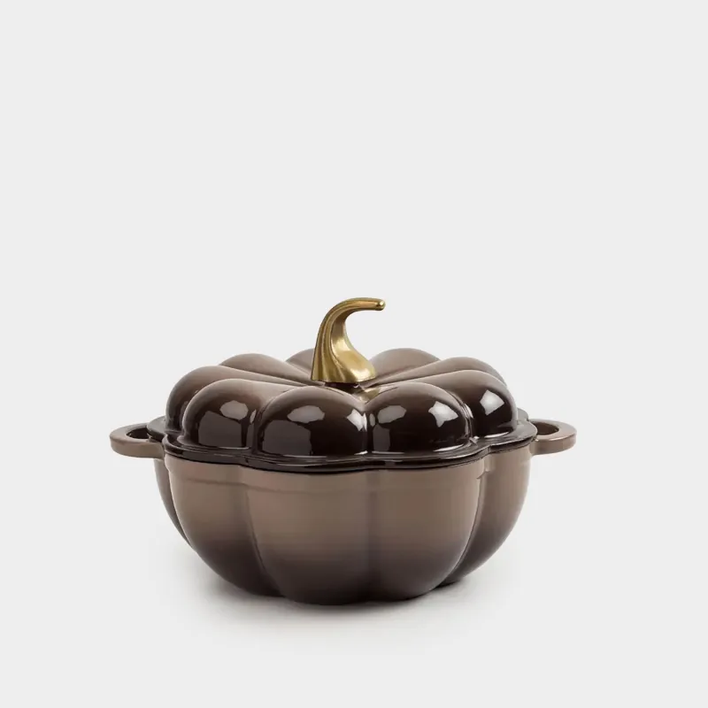 Pot, 20 cm, 1.7 l, with lid, cast iron, Brown, Pumpkin, Gourd