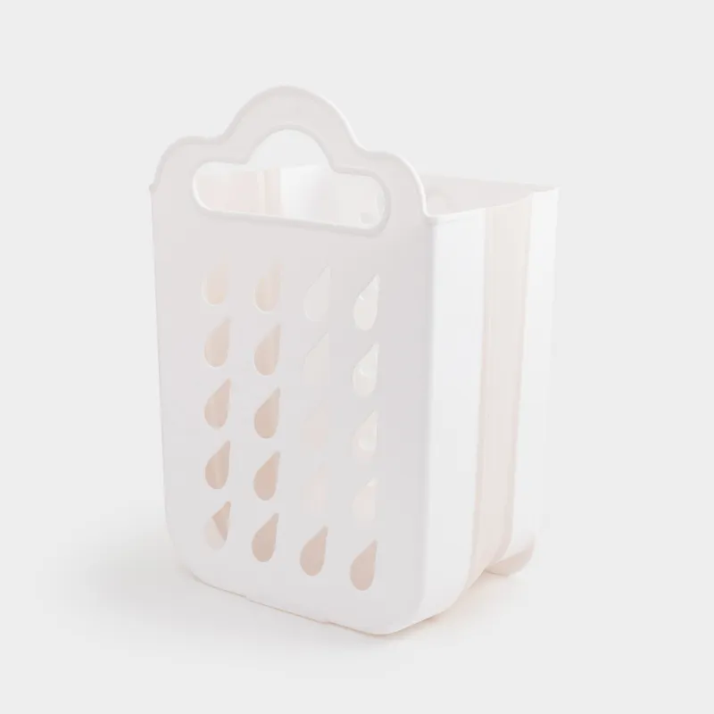 Laundry basket, 18x27x39 cm, folding, plastic / rubber, beige-pink, Foldaway, image-3