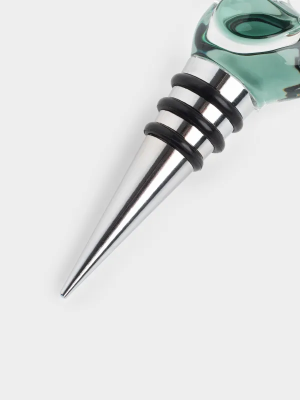 Bottle stopper, 10 cm, metal/glass, Blue bird, Birds, image-2