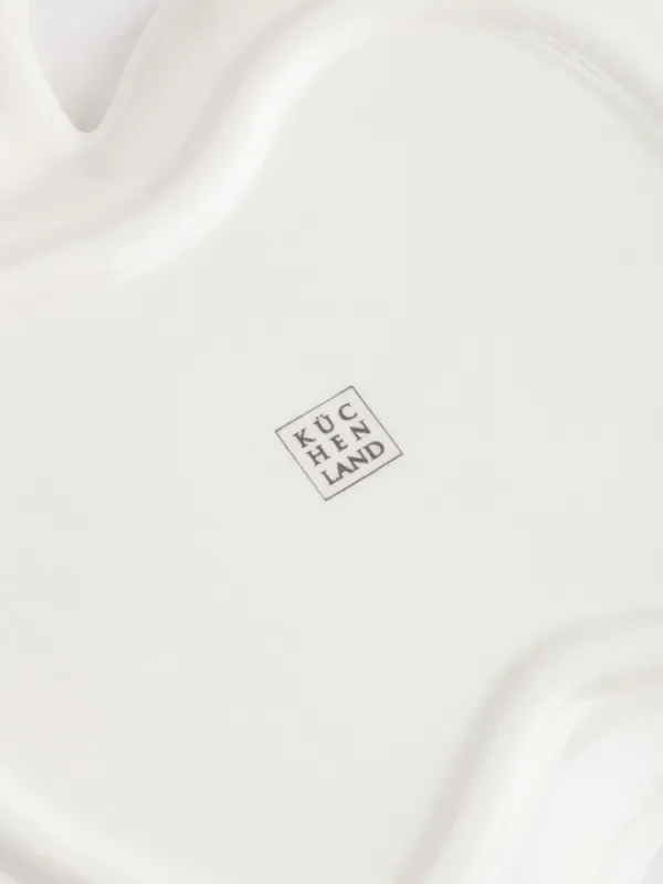 Dish, 19x17 cm, ceramic, white, speckled, Apple, Relief, image-4