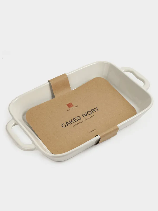 Baking dish, 34x24 cm, ceramic, rectangular, milk, Cakes ivory, image-5
