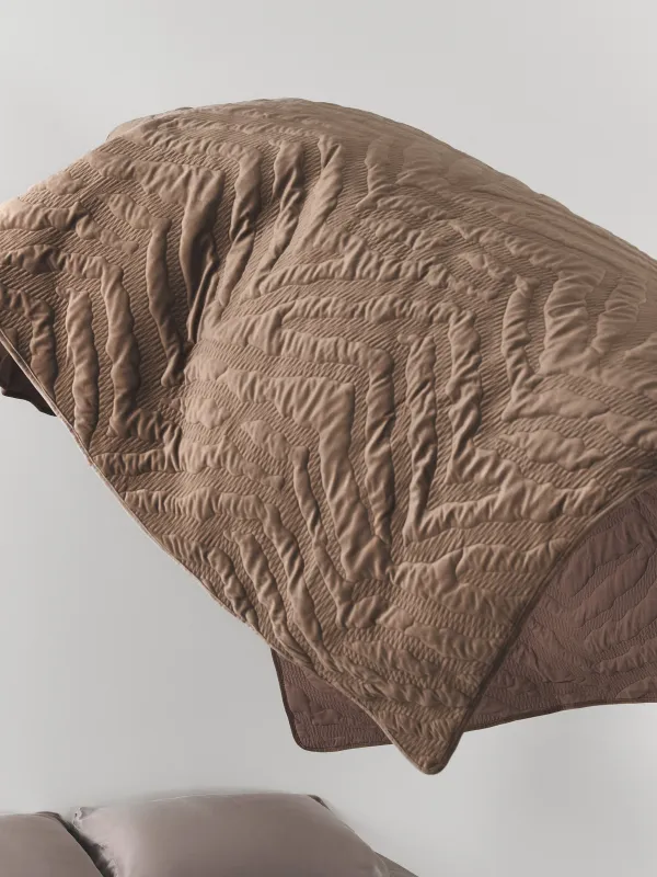 Bedspread, 220x240 cm, quilted, velvet/microfiber, brown, Stitch velvet, image-6