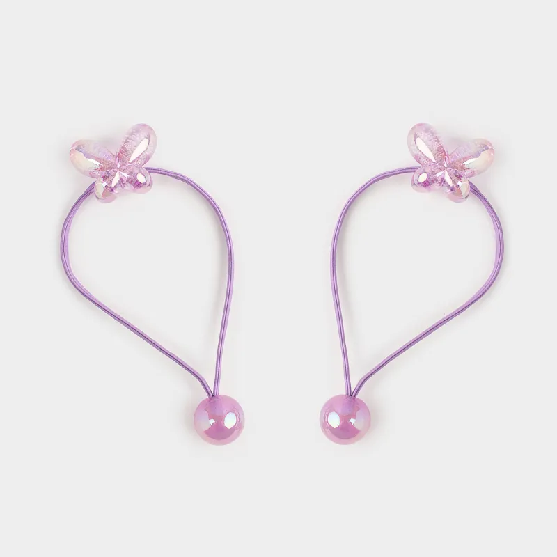 Elastic band for hair, 9 cm, 2 pcs, acrylic / polyester, purple, Butterfly, Gracile