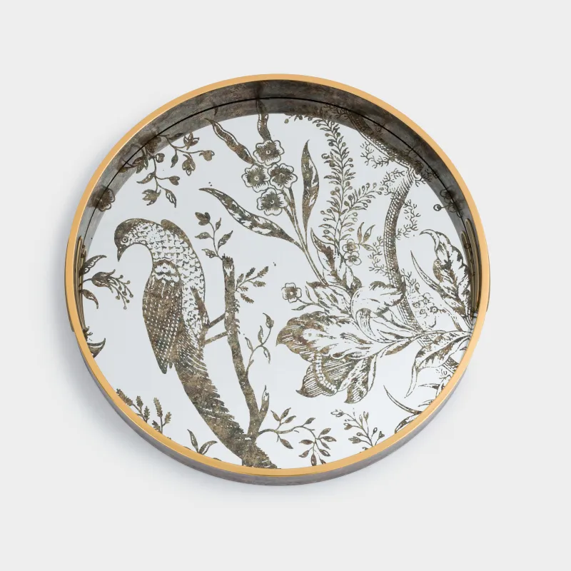 Tray, 36 cm, plastic / glass, Round, Mirror, Bird, Bluebird, image-2