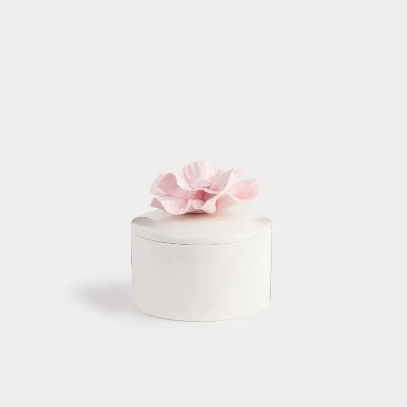 Jewelry box, 11x9 cm, ceramic, milky, Flower, Rose