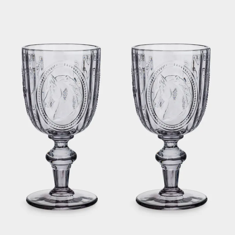 Goblet glass, 280 ml, 2 pcs, glass, Horse, Clear pattern