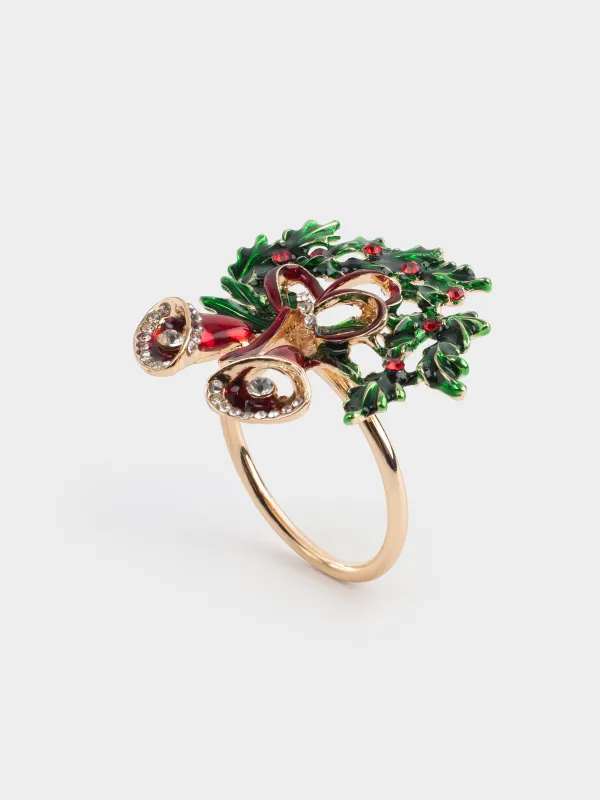 Napkin ring, 7 cm, Metal, Gold, Christmas wreath, Christmas miracle classic, image-0