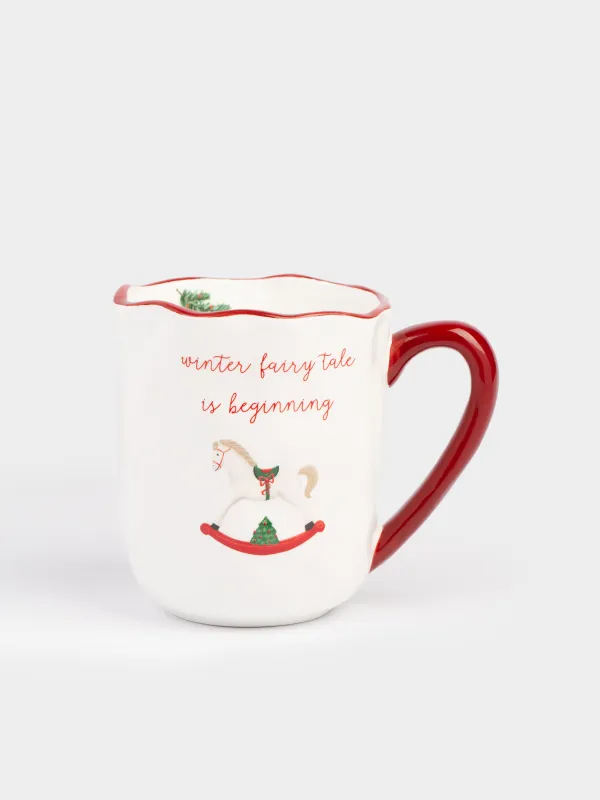 Mug, 580 ml, ceramic, Horse, Christmas tree, image-0