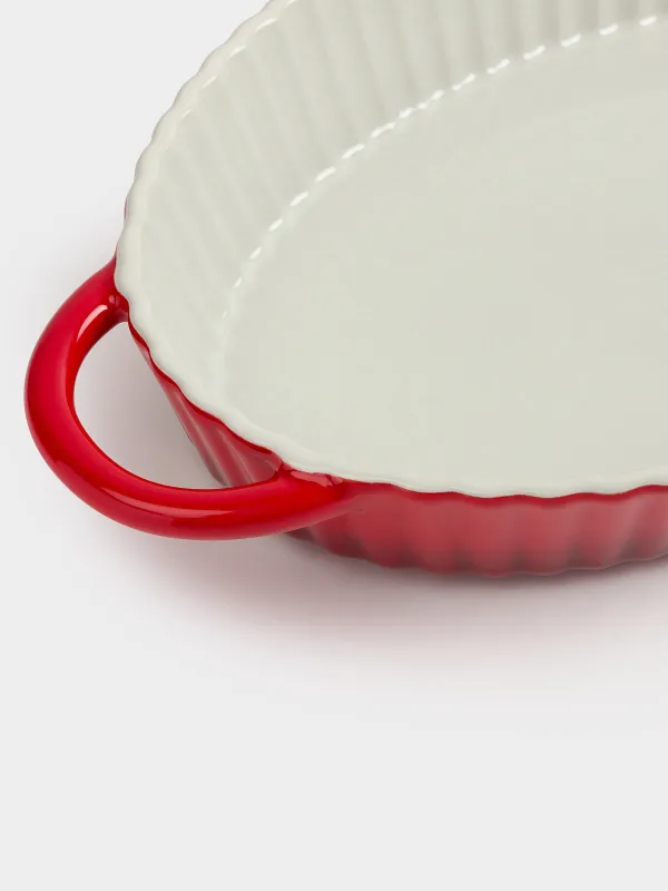 Baking dish, 31x21 cm, ceramic, oval, milkyy burgundy, gradient, Cakes gradient, image-2