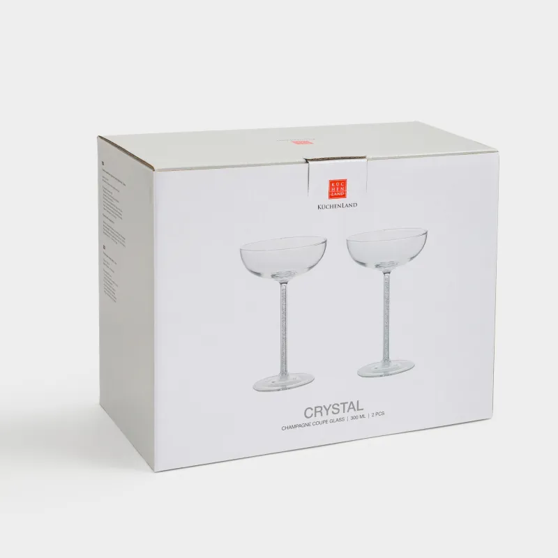 Drinking coupe glass, 300 ml, 2 pcs, glass / rhinestones, Crystal, image-4