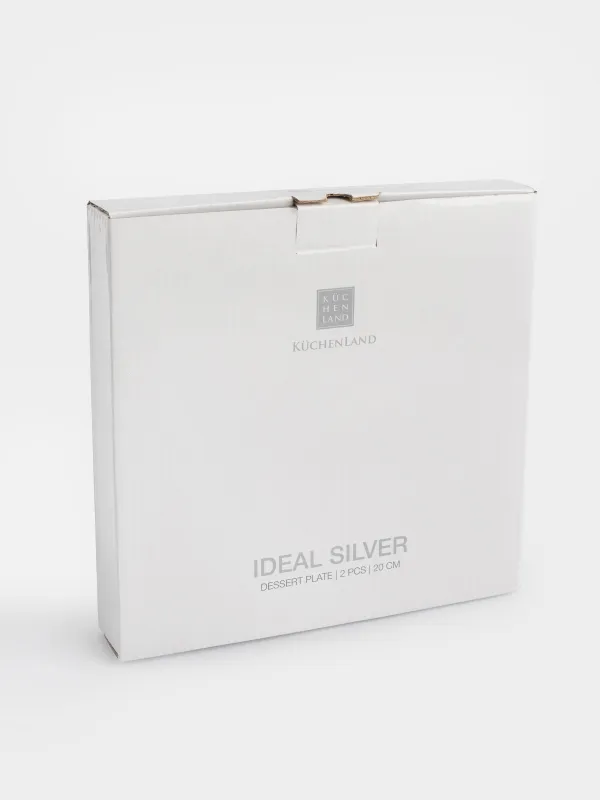 Dessert plate, 20 cm, 2 pcs, porcelain F, white, Ideal silver, image-6