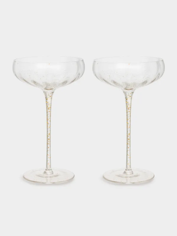 Champagne coupe glass, 220 ml, 2 pcs, glass, Golden spray, Filo R speck, image-0