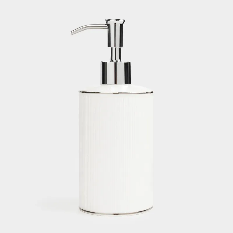 Liquid soap dispenser, 430 ml, porcelain P/steel, white and silver, Antarctica