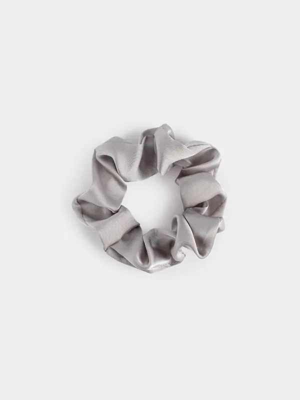 Elastic hair band, 6 cm, satin, grey, Silk, image-0