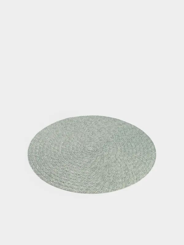 Placemat, 38 cm, polyester, round, menthol, Ring mix, image-1