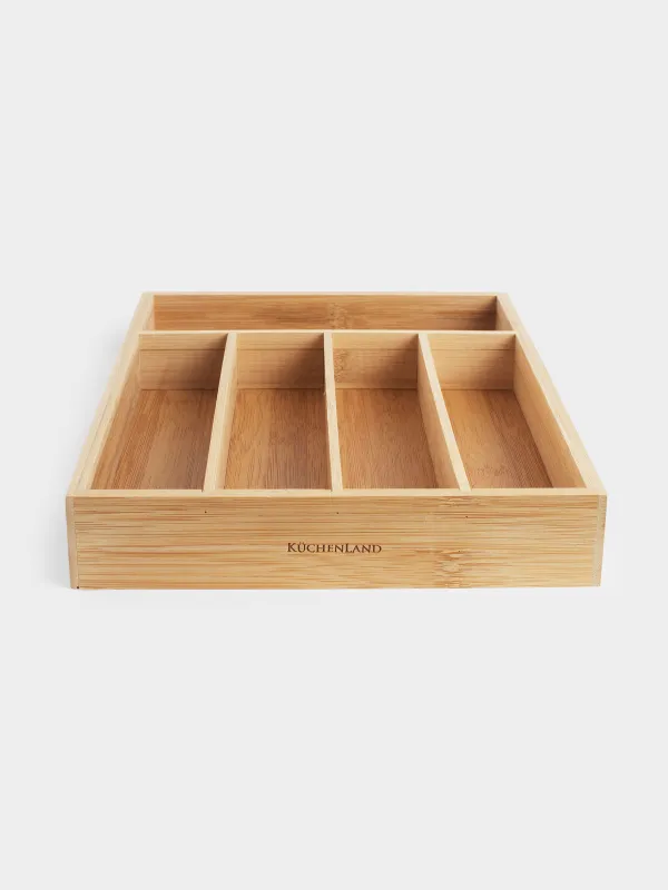 Cutlery tray, 23x33 cm, 5 sectors, bamboo, Bamboo, image-1