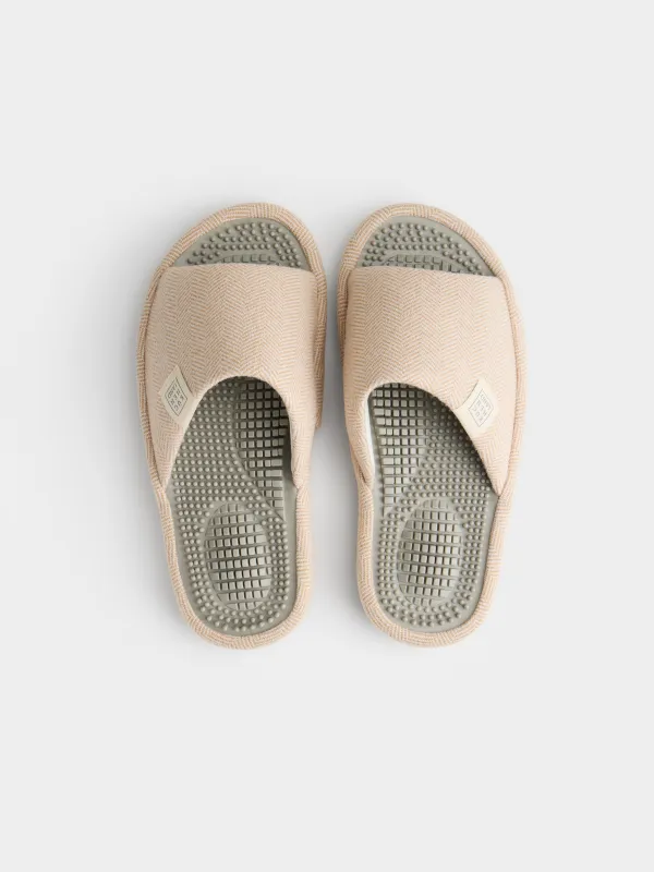 Women's slippers, home, p. 36-37, polyester / rubber, beige, Lint, image-1