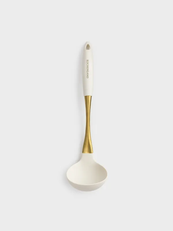 Ladle, 33 cm, silicone / steel, milky gold, Pintino, image-0