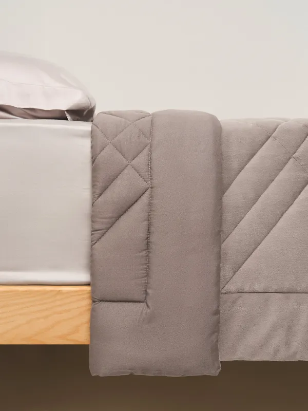 Bedspread, 220x240 cm, quilted, velvet/microfiber, gray-purple, Rhombuses, Stitch velvet, image-2