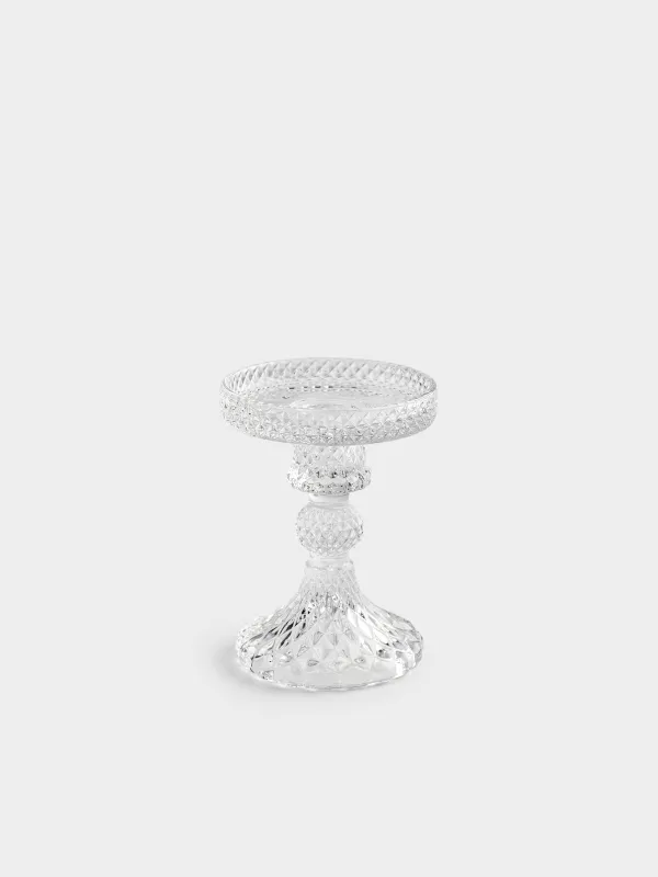 Candle holder, 11 cm, for one candle, on a leg, glass, Naiad, image-0