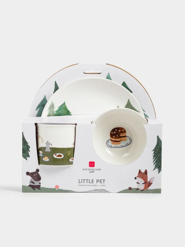 Children's tableware set, 1 person, 3 items, porcelain N, white, Tea party, Little pet, image-7