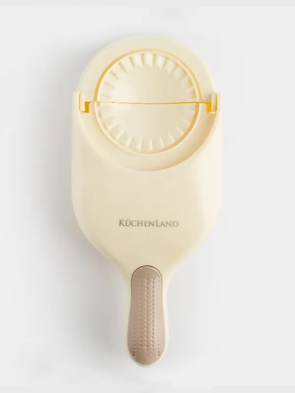 Dumpling mold, 25x10 cm, 2 in 1, with handle, plastic, beige, Bakery, image-0