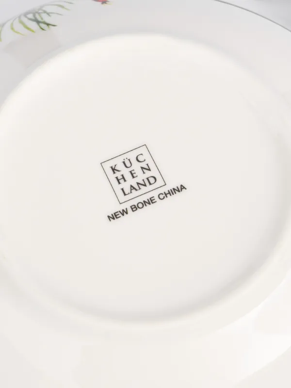 Salad bowl, 21x11 cm, 1.8 l, porcelain N, white, with golden edging, Pomegranates and orange, Christmas miracle, image-4