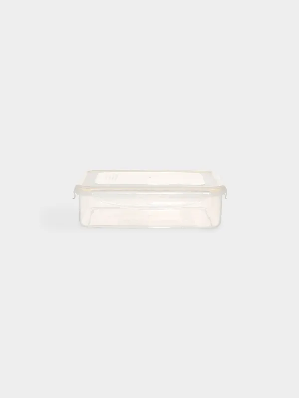 Container set, 3 pcs, with clips, plastic / silicone, rectangular, beige, Roomy clip, image-3