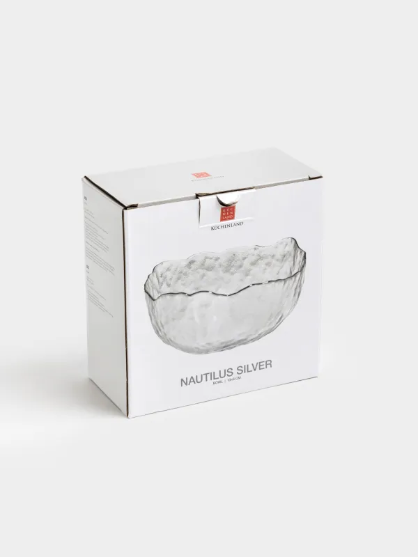 Bowl, 13x6 cm, glass, with silver edging, Nautilus silver, image-5