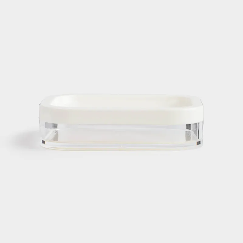 Soap dish, 12x9 cm, plastic / acrylic, rectangular, milky, Eleos