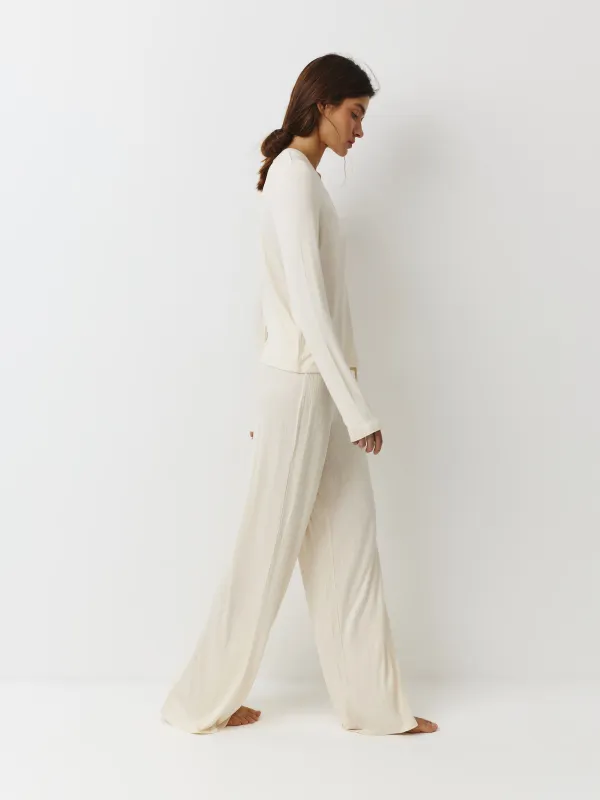 Women's trousers, homewear, size L, modal / viscose / elastane, yellow, Dirona, image-2