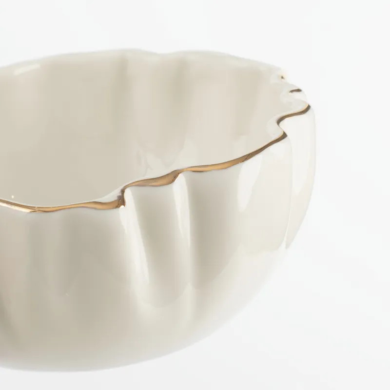 Bowl, 12x5 cm, porcelain P, with golden edging, Crumpled effect, Crumple gold, image-5