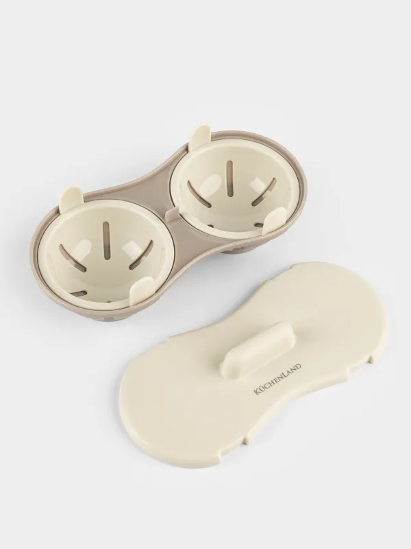 Microwave poached egg mold, 22x12 cm, 2 separate, plastic, beige, Soft kitchen, image-5