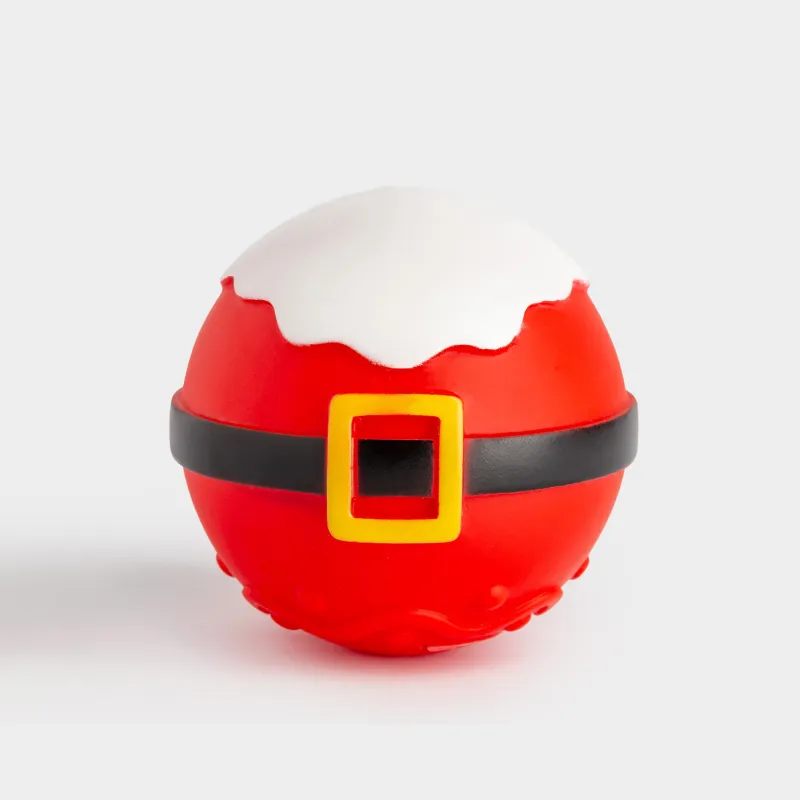 Dog toy, 8 cm, with squeaker, rubber, red, Santa's ball, Christmas pet