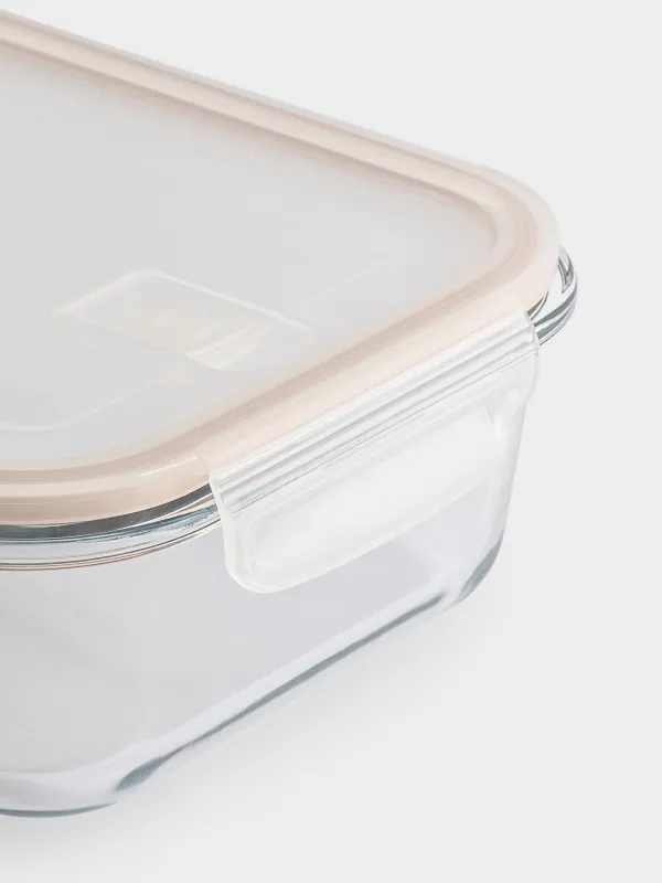 Container, 1.5 l, with clips, with valve, glass T, rectangular, Soft kitchen, image-4