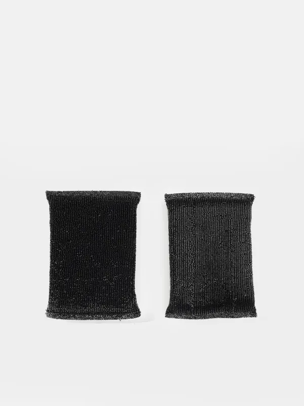 Dishwashing sponge, 13x9 cm, 2 pcs, polyester/steel/foam rubber, black, Black clean, image-2