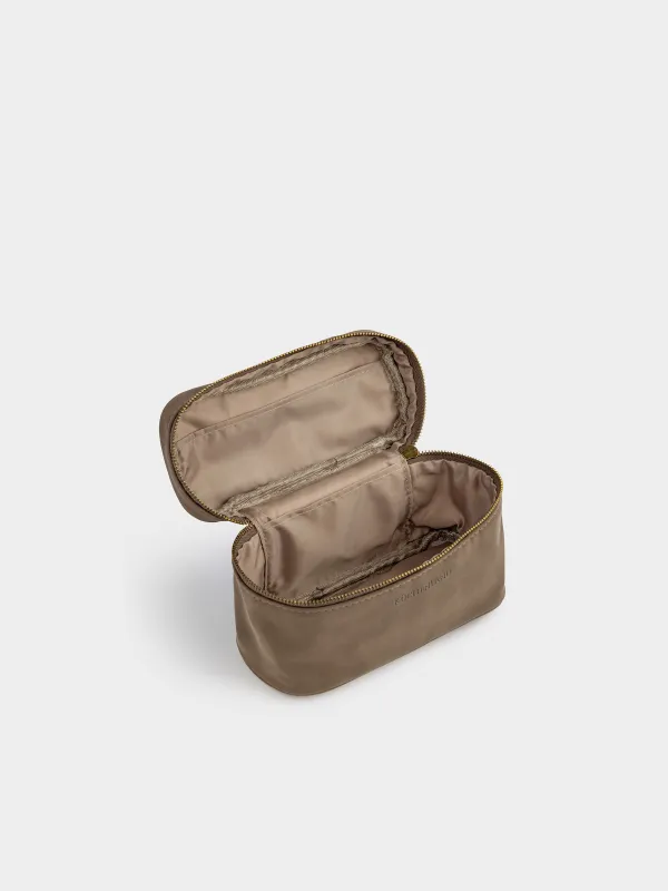 Cosmetic bag, 20x12 cm, with handle, polyurethane, dark brown, Krast, image-1