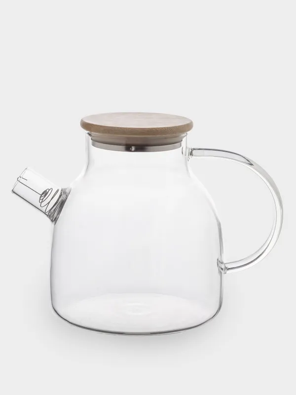 Teapot, 1.2 l, with filter, glass B / wood, Poise, image-0