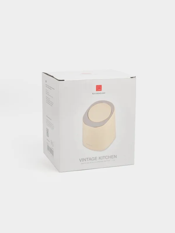 Trash can, 1,3 l, press to open lid, plastic, beige, Vintage kitchen, image-5