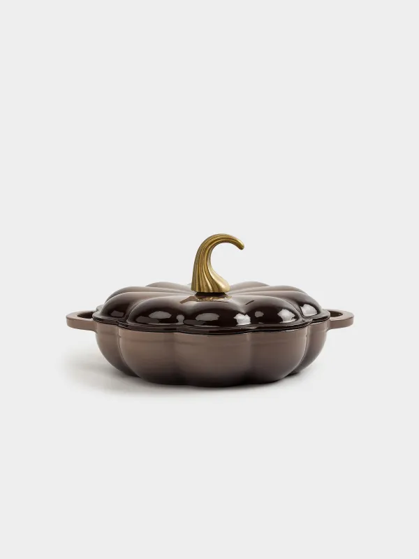 Saucepan, 26 cm, 2.3 l, with lid, cast iron, Brown, Pumpkin, Gourd, image-0