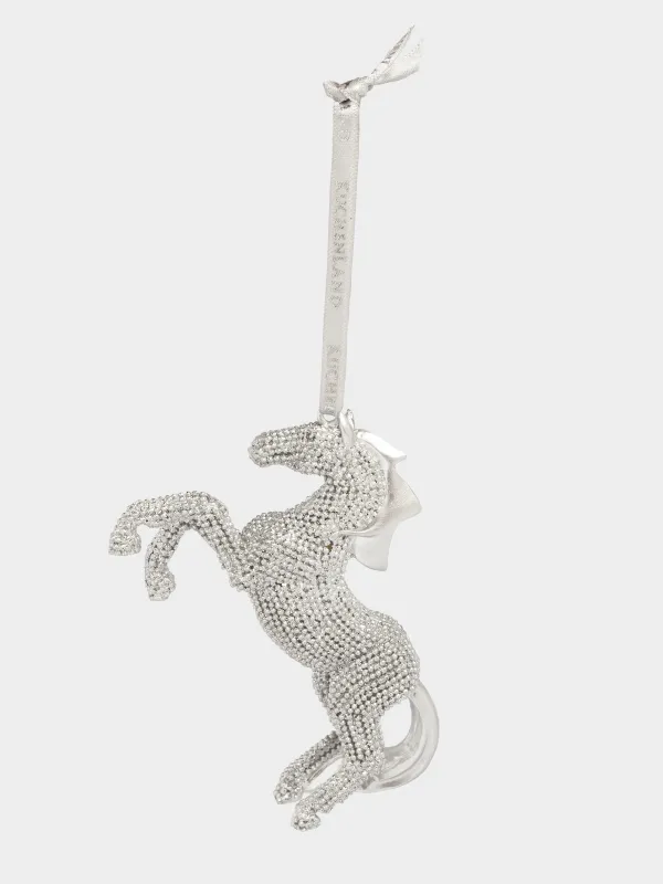 Christmas tree toy, 9 cm, polyresin, silver, Horse, Figure christmas, image-2