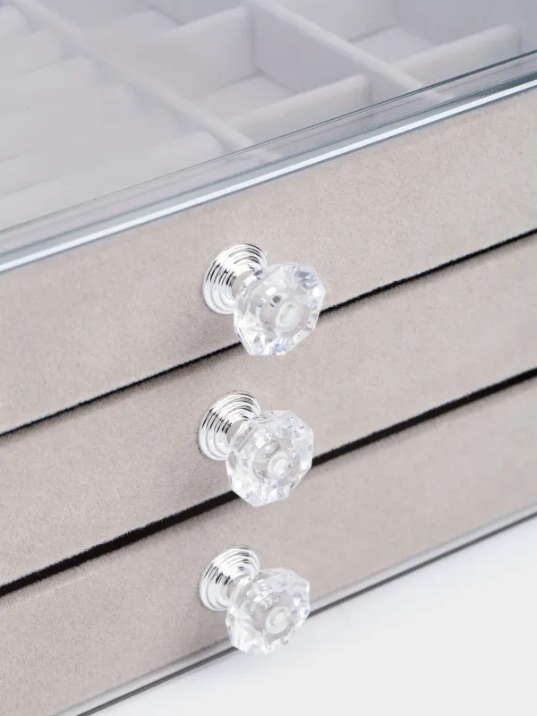 Jewelry box, 22x13 cm, plastic / velvet, grey, Affluence, image-4