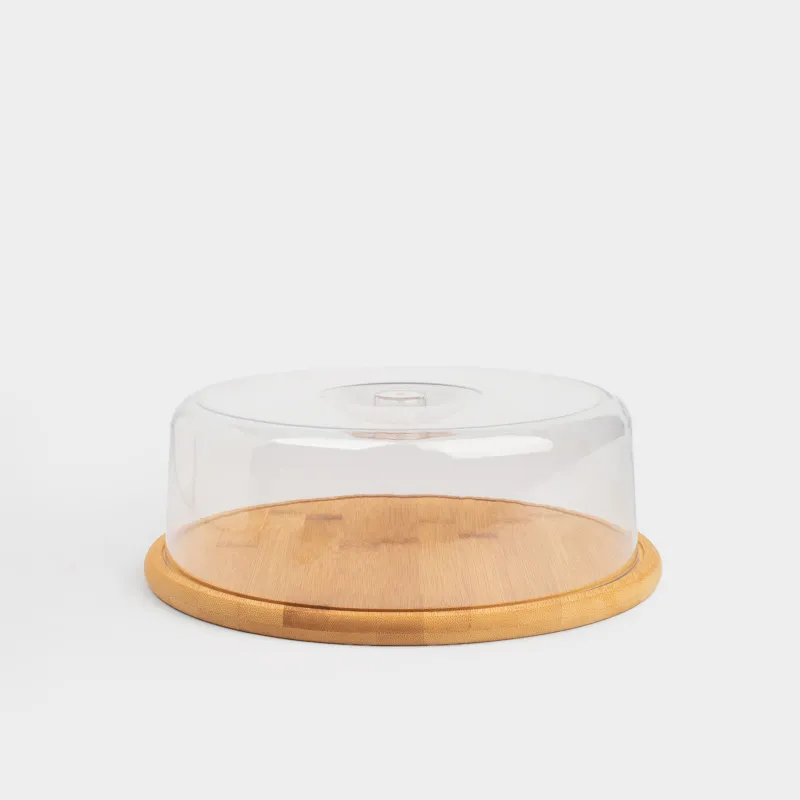 Dish with lid, 28x10 cm, bamboo / plastic, round, Crepe
