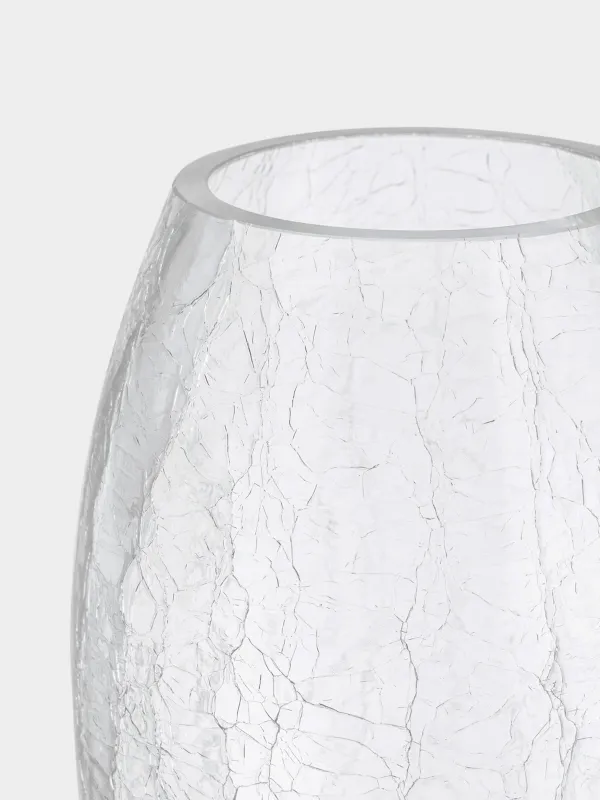 Flower vase, 24 cm, glass, Craquelure, Ice, image-3